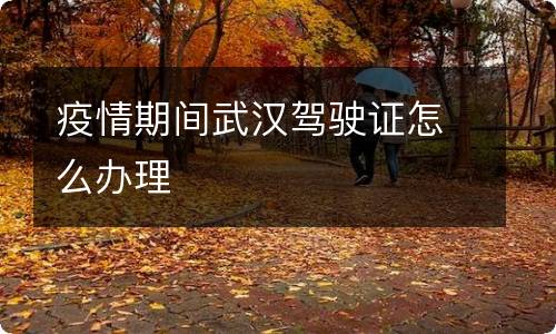疫情期间武汉驾驶证怎么办理